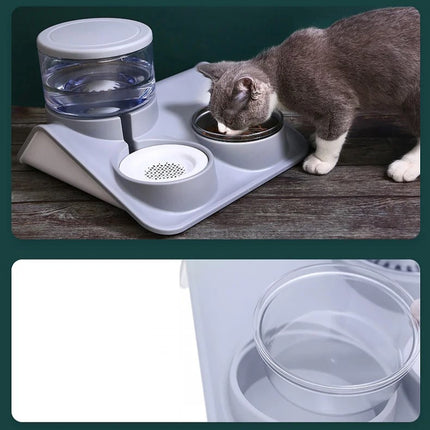 Ensemble distributeur automatique d'eau et de nourriture pour animaux de compagnie de 1,8 L pour chats et chiens