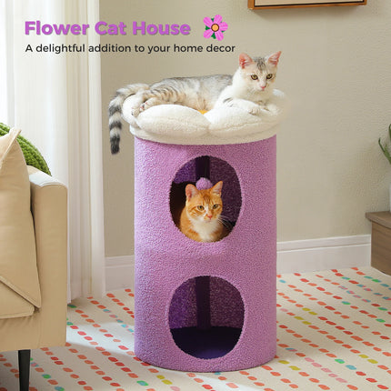 Cama de lujo para gatos de dos pisos con posadero para flores