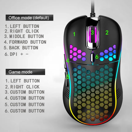 USB Wired Gaming Mouse with Luminous Light - 7200 DPI Adjustable Optical Gamer Mouse