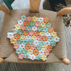 Puff flower cushion green