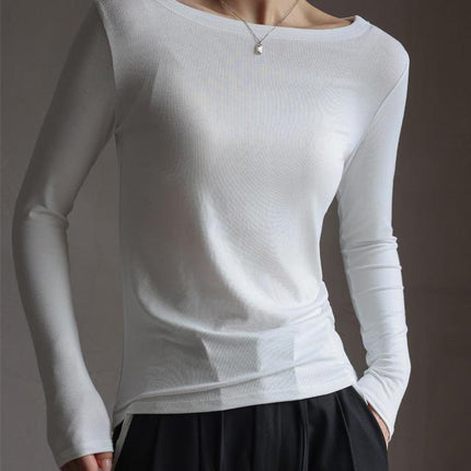 Women's Long Sleeve Modal Stretch Tee – Casual Simple Basics