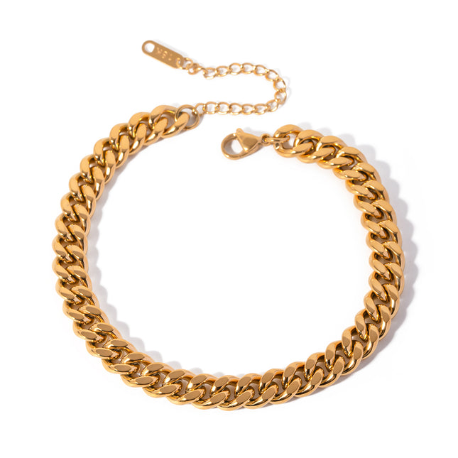 18K Gold Plated Stainless Steel Anklet with Thick Chain