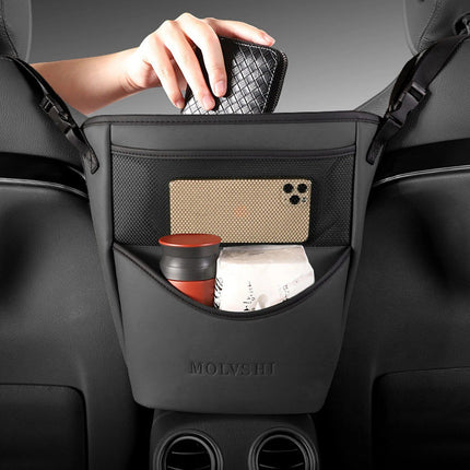 Luxurious Leather Car Seat Organizer with Protective Barrier - Wnkrs