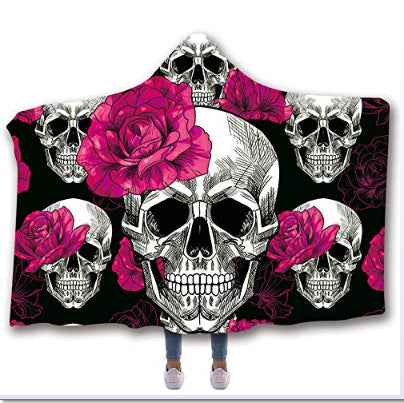 Hooded Blanket Cloak 3D Digital Printing Nap Blanket Skull - Wnkrs