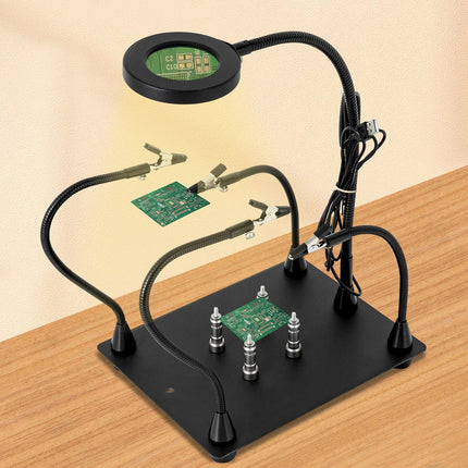 Magnetic Helping Hands Soldering Station - Precision Soldering Tool with LED Light and Magnifier - Wnkrs