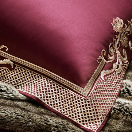 Four-piece Luxury Burgundy Wedding Bed - Wnkrs