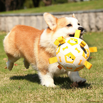 Juguete de fútbol interactivo para perros con lengüetas de agarre