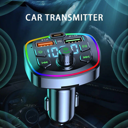 Bluetooth 5.0 Car FM Transmitter with Dual USB PD Charging & LED Backlit MP3 Player - Wnkrs