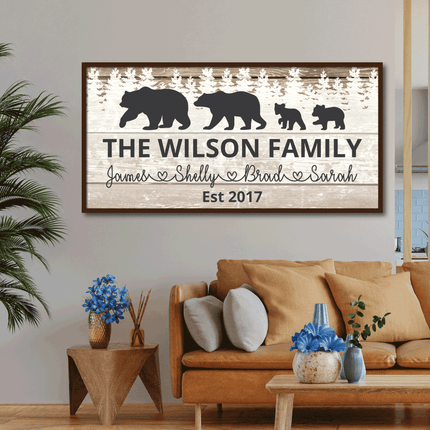 Bear Family Living Room Decorated With Canvas Frame Nordic Porch Painting - Wnkrs