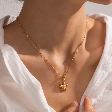 18k Gold Plated Seaside Starfish Pendant Necklace