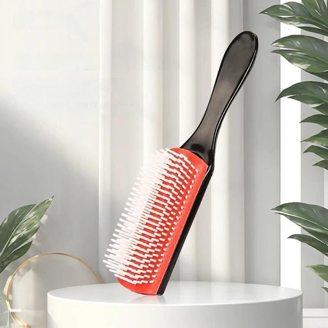 Brosse démêlante à 9 rangées avec masseur de cuir chevelu – Parfaite pour tous les types de cheveux