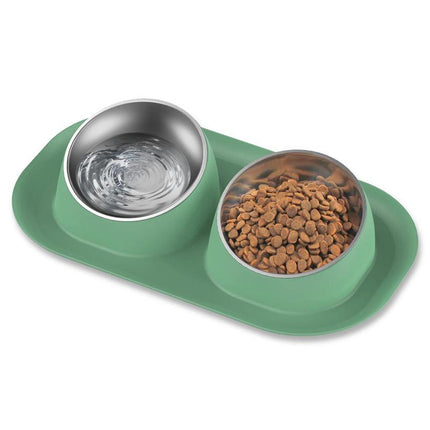 Cuenco doble inclinado de acero inoxidable para perros: cuencos de alimentación extraíbles, antideslizantes y antiderrames para gatos y perros