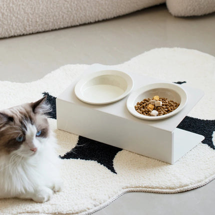 Comedero elevado doble de cerámica para perros y gatos con soporte de hierro