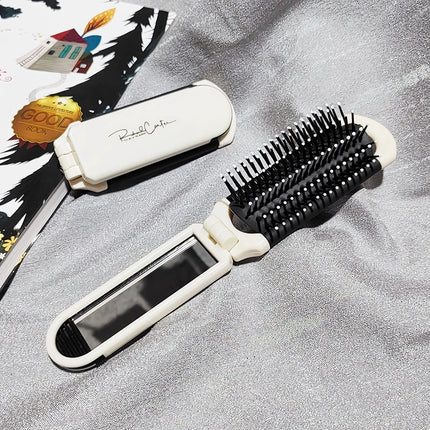 Brosse à cheveux pliable et portable avec miroir