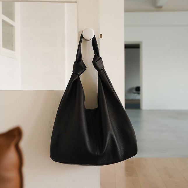 Sac à bandoulière en cuir véritable souple surdimensionné coréen pour femme