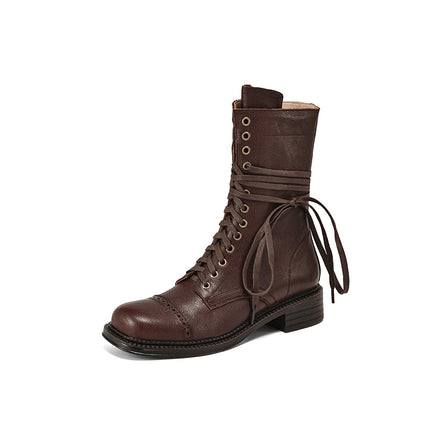 Bottines Chelsea à lacets en cuir pour automne et hiver