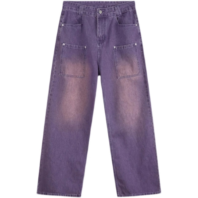 Jean large taille haute violet