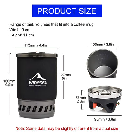 Portable Camping Cooking System with Heat Exchanger and Gas Stove