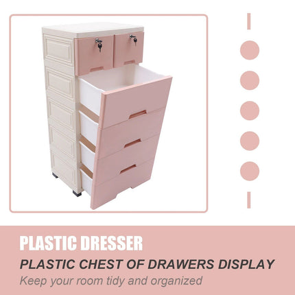 Modern Pink 6-Drawer Plastic Storage Dresser - Wnkrs