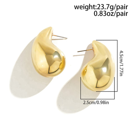 Trendy Gold Chunky Water Drop Dome Stud Earrings