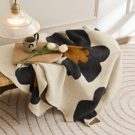 Cozy Floral Knitted Throw Blanket