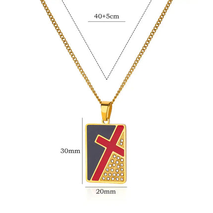 Collier pendentif croix en acier inoxydable avec zircone cubique – Bijoux religieux tendance