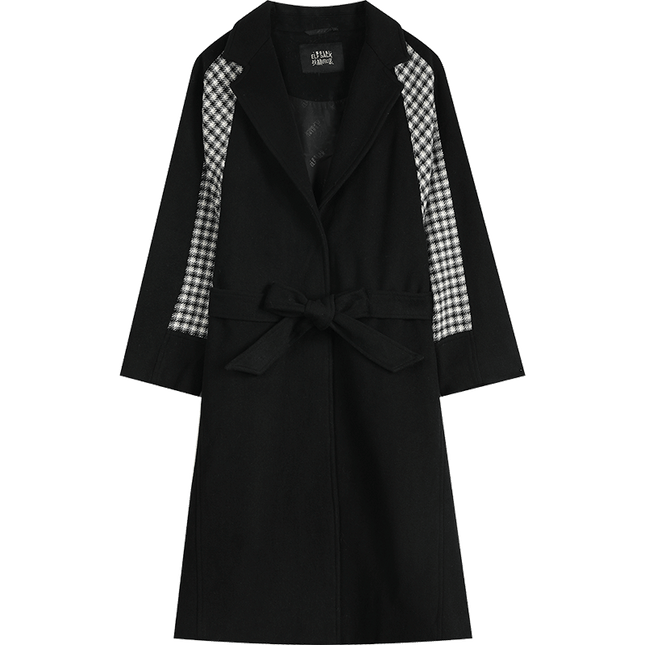 Manteau en laine épissée noire