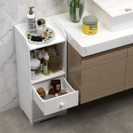 Compact White Bathroom Storage Cabinet - Wnkrs