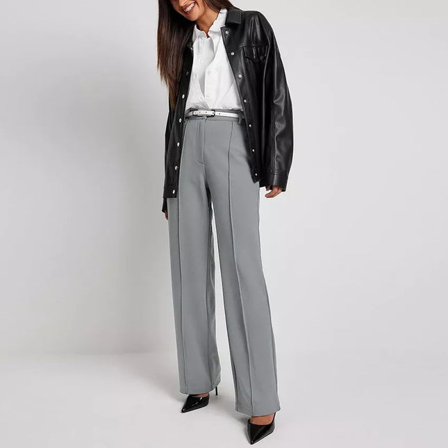 Pantalon large plissé taille haute élégant pour femme