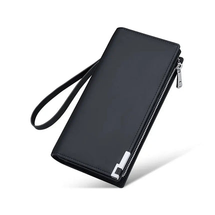 Portefeuille long en cuir de luxe pour homme avec support pour téléphone