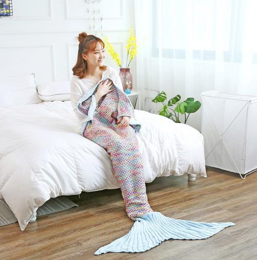 Color Grid Crochet Sofa Cover Blanket Air Conditioner - Wnkrs
