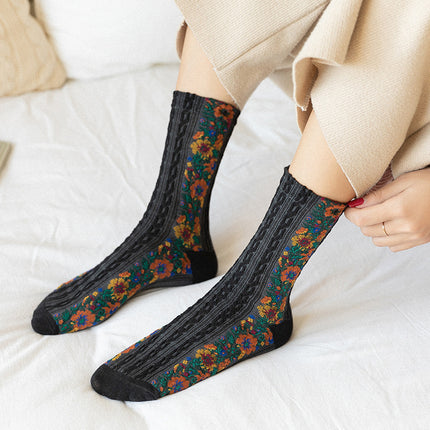 Chaussettes amusantes à fleurs Harajuku pour femmes