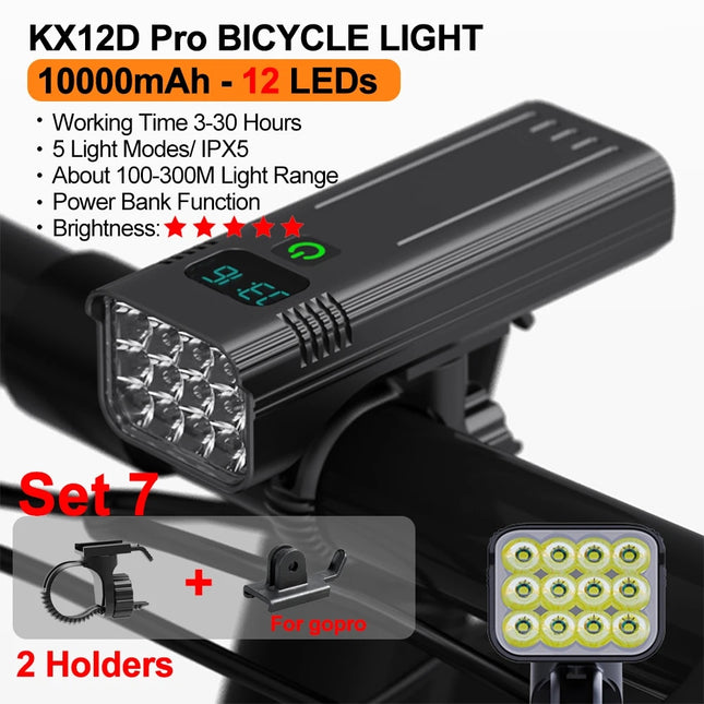 Juego de luces para bicicleta recargables por USB-C y ultrabrillantes de 10 000 mAh