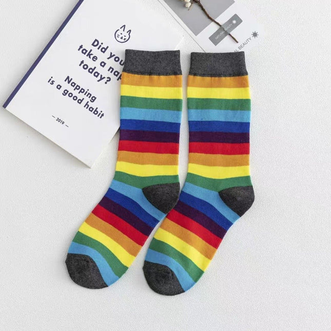 Unisex Striped Rainbow Socks