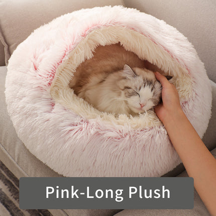 Lit rond et confortable en peluche pour chat