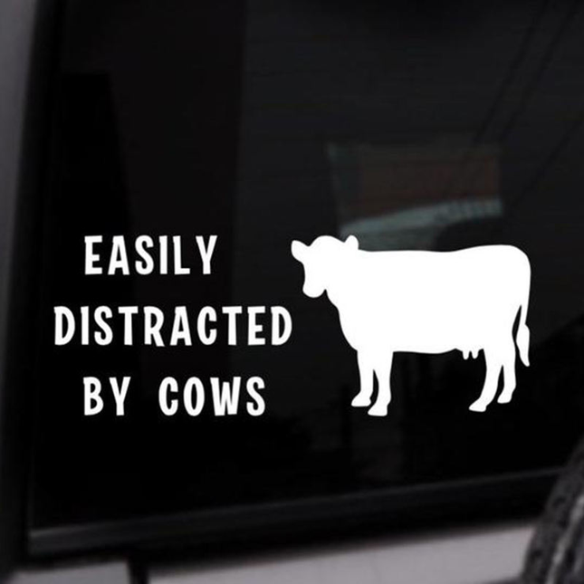 Monochrome Cow Obsession Car Sticker – Durable, Adhesive, and Artistic Vehicle Decal - Wnkrs