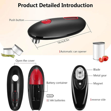 Compact Automatic Can Opener: Multi-Function Lid & Bottle Opener