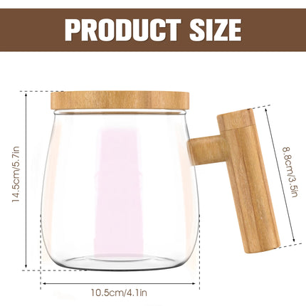 400ML Self Stirring Coffee Mug with Wooden Handle