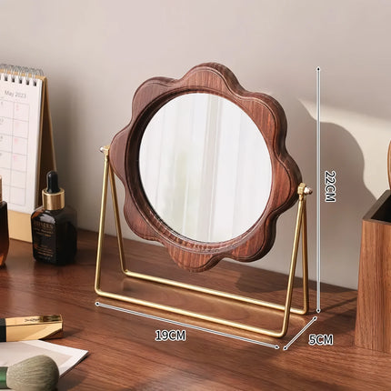 Miroir de maquillage de bureau rotatif élégant – Design néoclassique