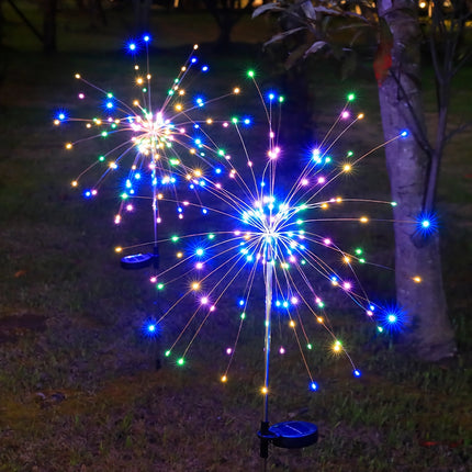 Guirlandes lumineuses solaires en forme de feu d'artifice - Lot de 2, étanches pour l'extérieur, 200 LED, 8 modes