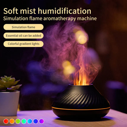 Humidificador de aromaterapia con simulación de llama y luz nocturna con degradado colorido