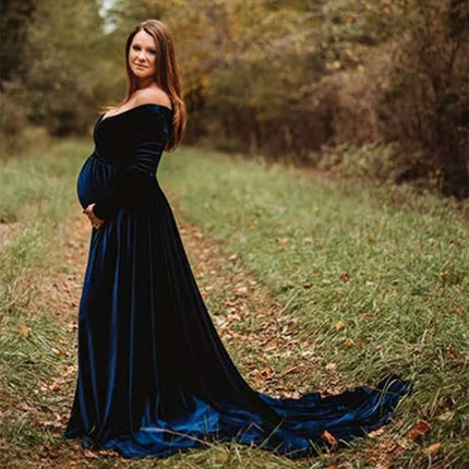 Velvet Maxi Long Maternity Dress - Wnkrs