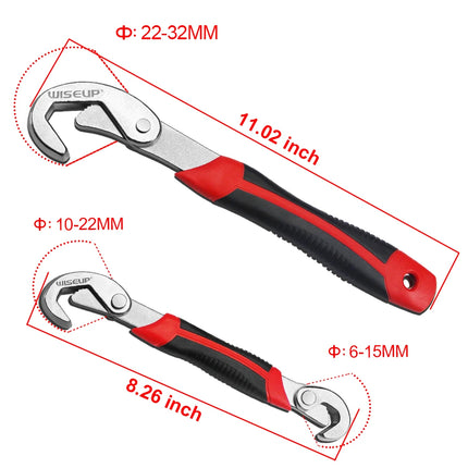 2Pcs Multifunctional Adjustable Pipe Wrench with Anti-Slip Handle