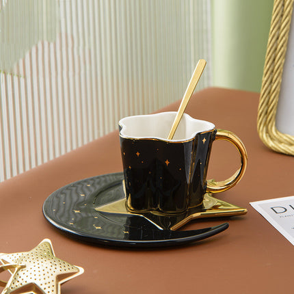 Creative Ceramic Cup With Star And Moon Saucer - Wnkrs