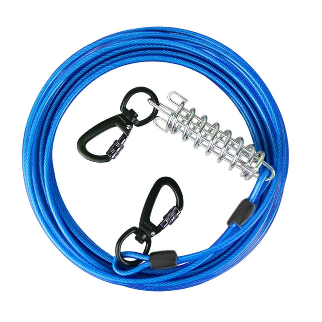 Cable de amarre para perros de acero resistente con clips duraderos