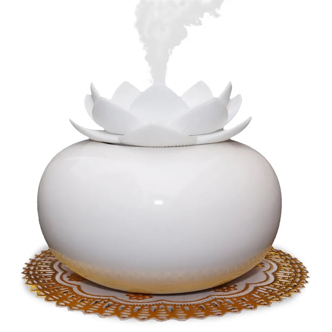 Humidificateur d'air et diffuseur d'arômes Lotus - Mini brumisateur en céramique