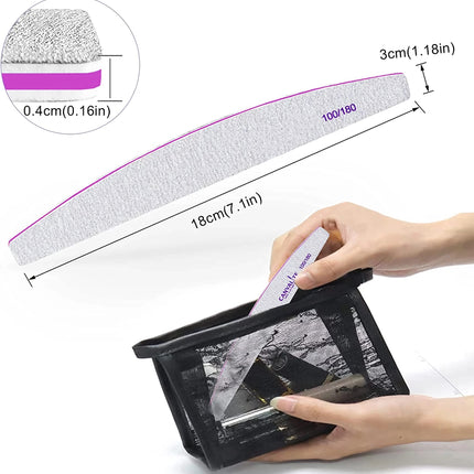 Limas de uñas de doble cara de grano 100/180, herramientas profesionales para estilizar las uñas