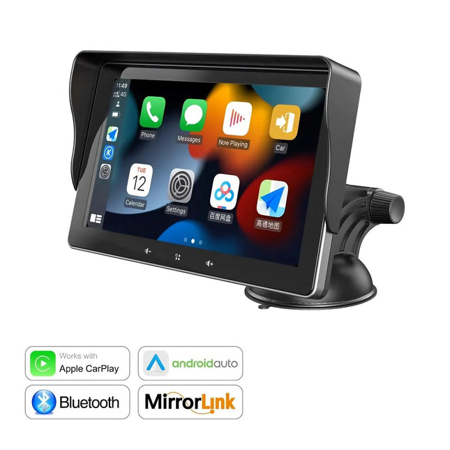 Universal 7" Touch Screen Multimedia Video Player with Wireless CarPlay & Android Auto