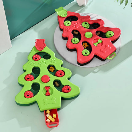 Jouet puzzle interactif pour chien en forme d'arbre de Noël