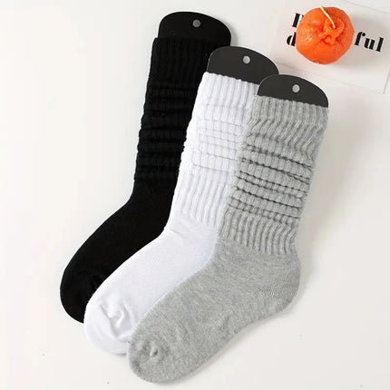 Lot de 3 paires de chaussettes plissées mi-longues à bulles pour femmes